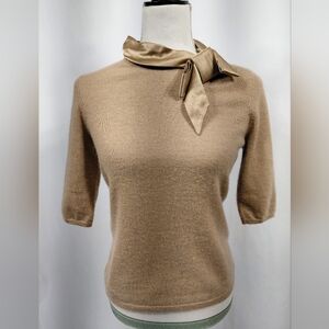 Ports 1961 Fawn Cashmere Tie Sweater